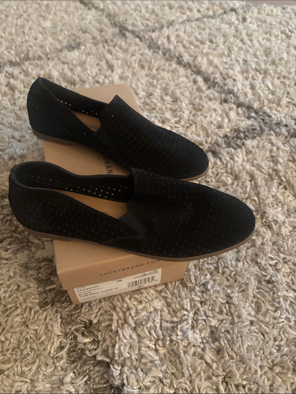 Lucky brand Black Suede Slip-On Loafers for Women